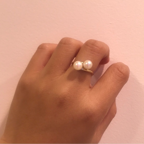 Vintage Jewelry - Vintage 14k Gold Pearl Toi Et Moi Ring